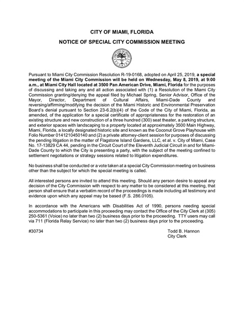 Notice of Special City Commission Meeting Scheduled for May 8, 2019[1].jpg